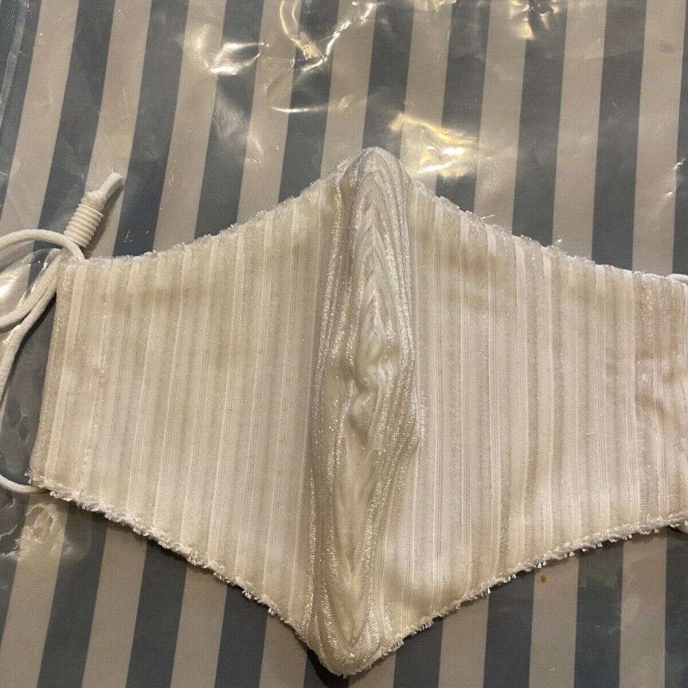 Lele Sadoughi White Stripe Women's Mask